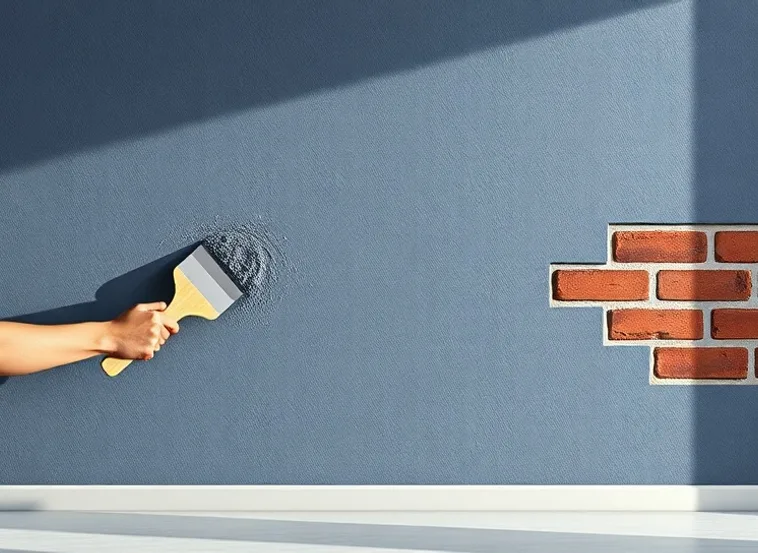 Application d'un enduit décoratif à la lisseuse sur un mur